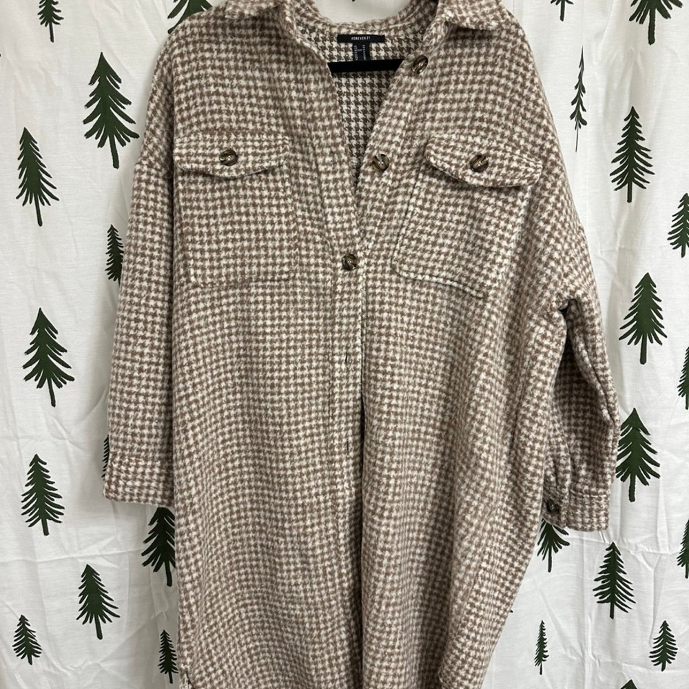 Forever 21 Brown and Cream Houndstooth Jacket